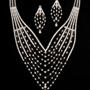 Conjunto Colar Brinco Prata com Strass