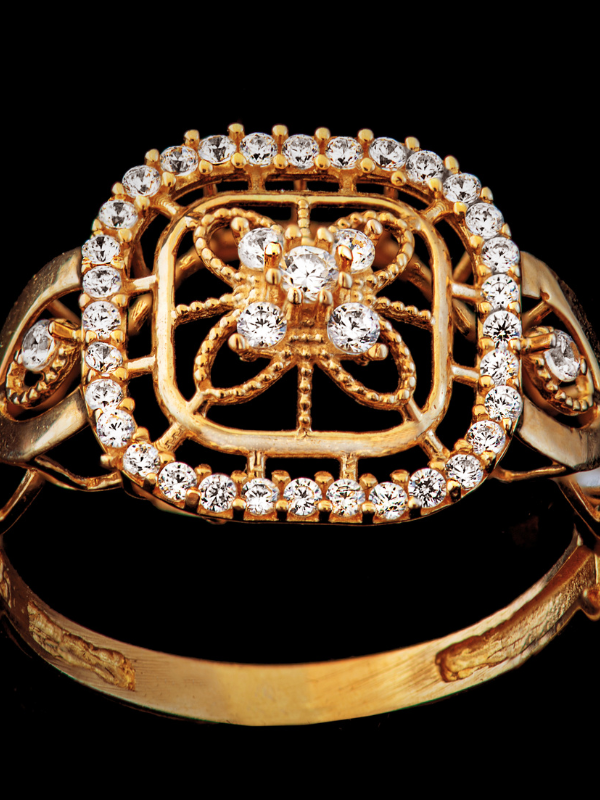 2 peças de anel Dourado ou Prata de decoração de zirconia